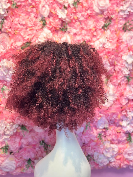 Peluca Sintética Flequillo Afro Mechas