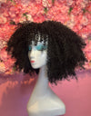 Peluca Sintética Flequillo Afro Negro