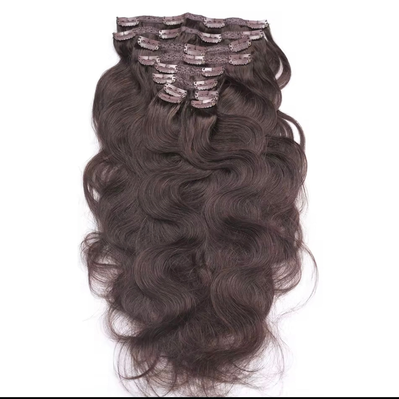 Raqlyn Set of hair extensions with clips on a white background