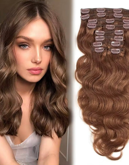 Clips Castaño Claro Ondulado