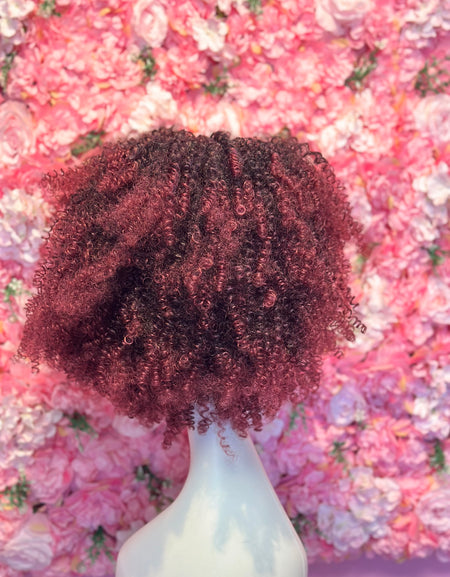 Peluca Sintética Flequillo Afro Mechas