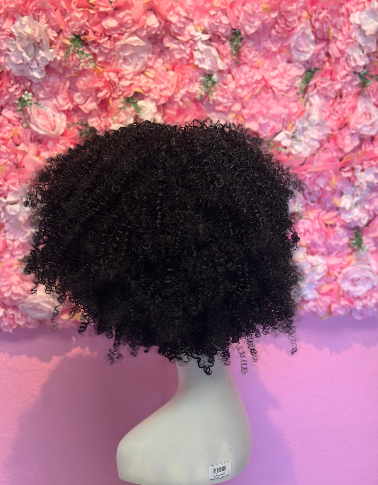 Peluca Sintética Flequillo Afro Negro