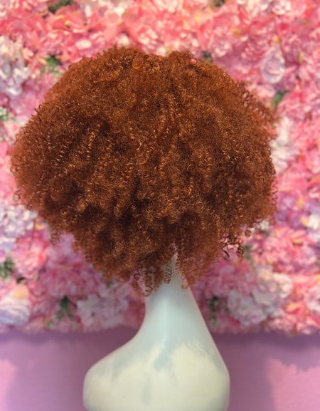 Peluca Sintética Flequillo Afro Cobrizo