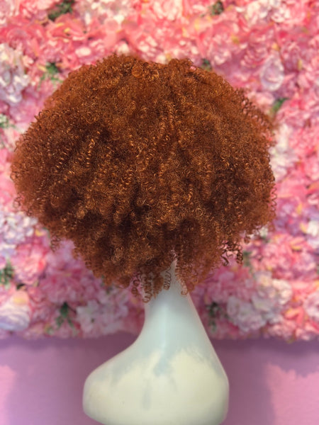 Peluca Sintética Flequillo Afro Cobrizo