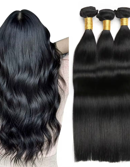 Pelo Cortina Negro Liso – Extensiones de Pelo Natural Premium