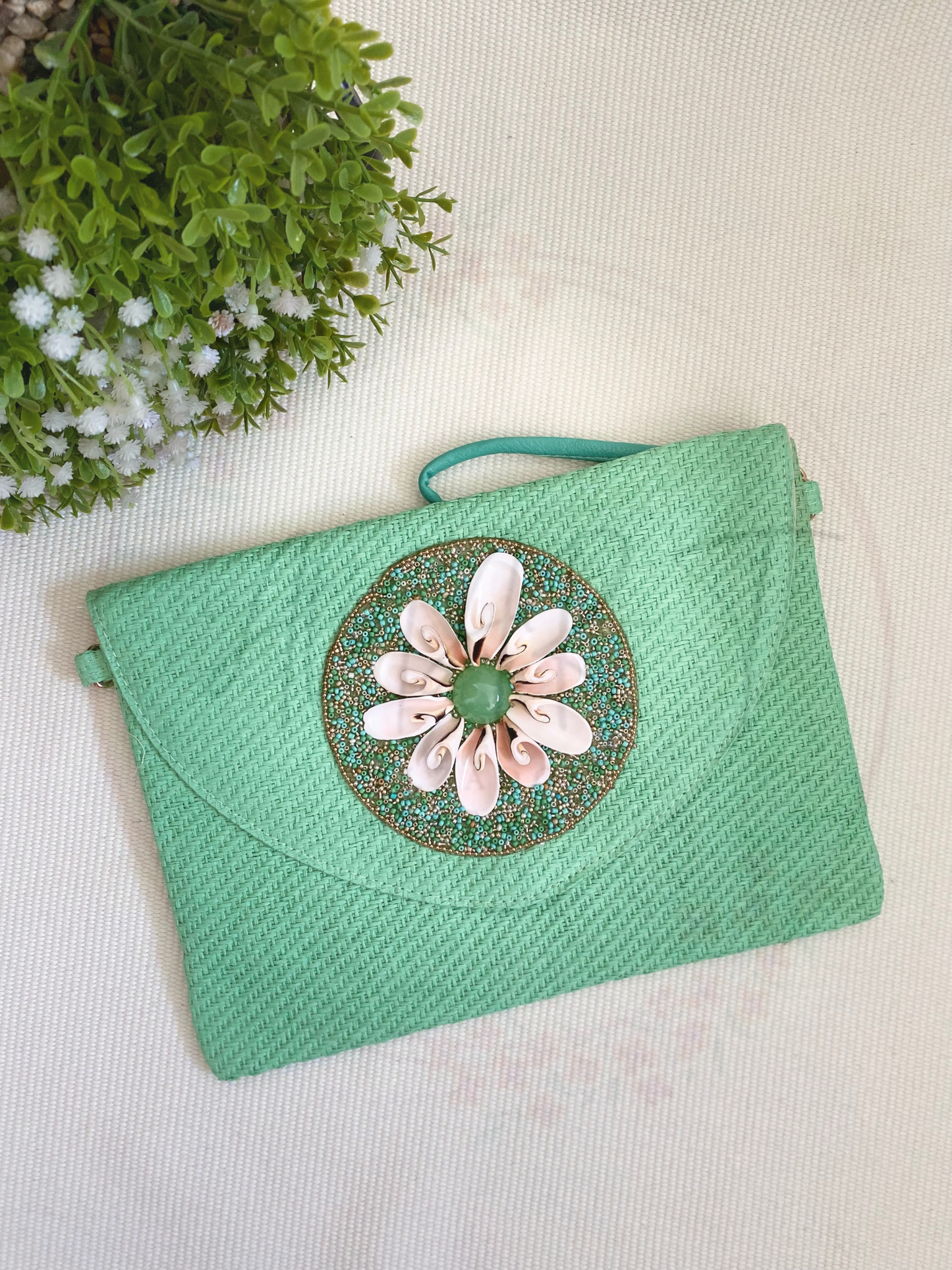 Bolso rafia Tahi verde