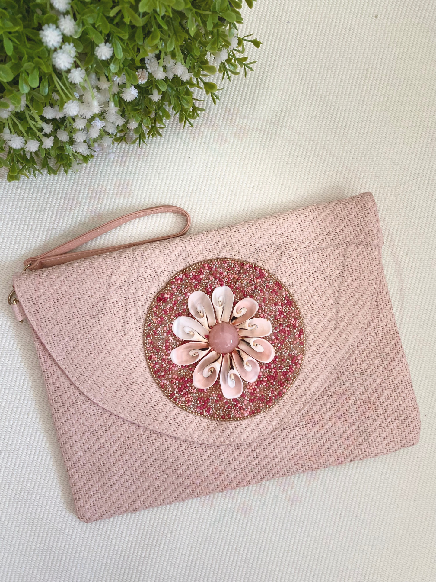 Bolso rafia Tahi rosa