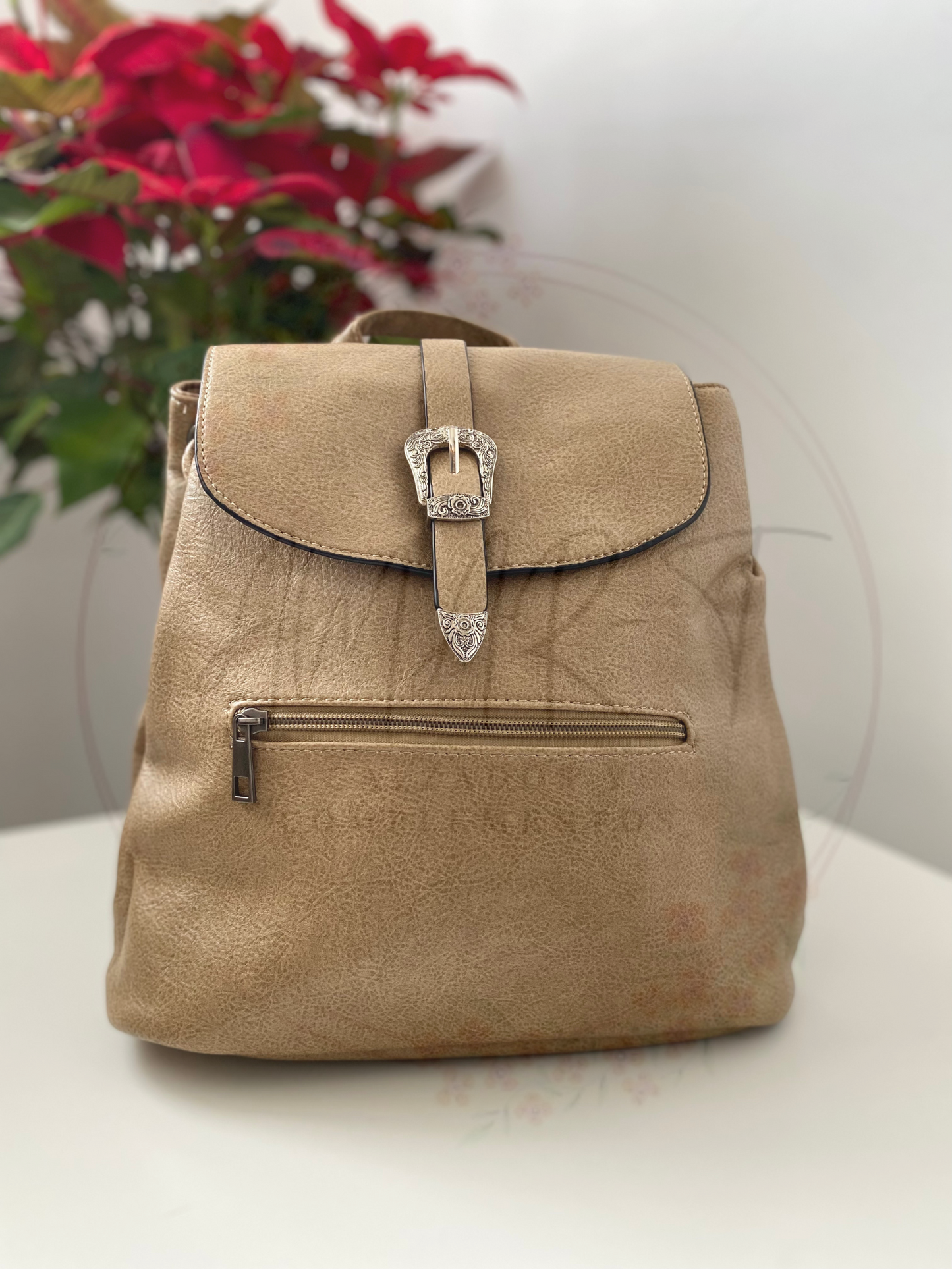 Mochila hebilla beige